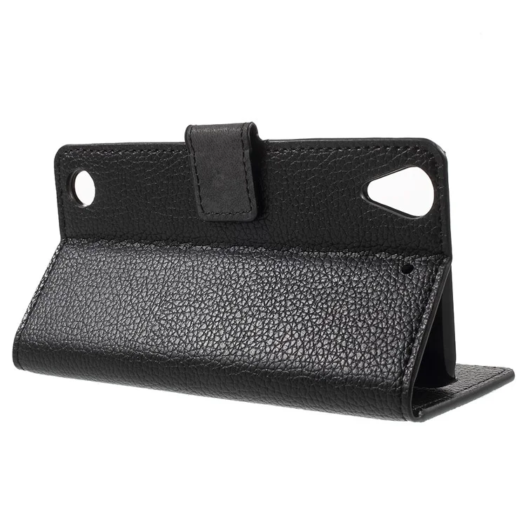 Litchi Skin Wallet Leather Stand Case for HTC Desire 530/630 - Black
