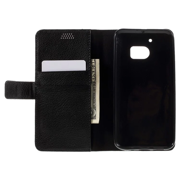Litchi Texture Wallet Stand Leather Case for HTC 10 - Black