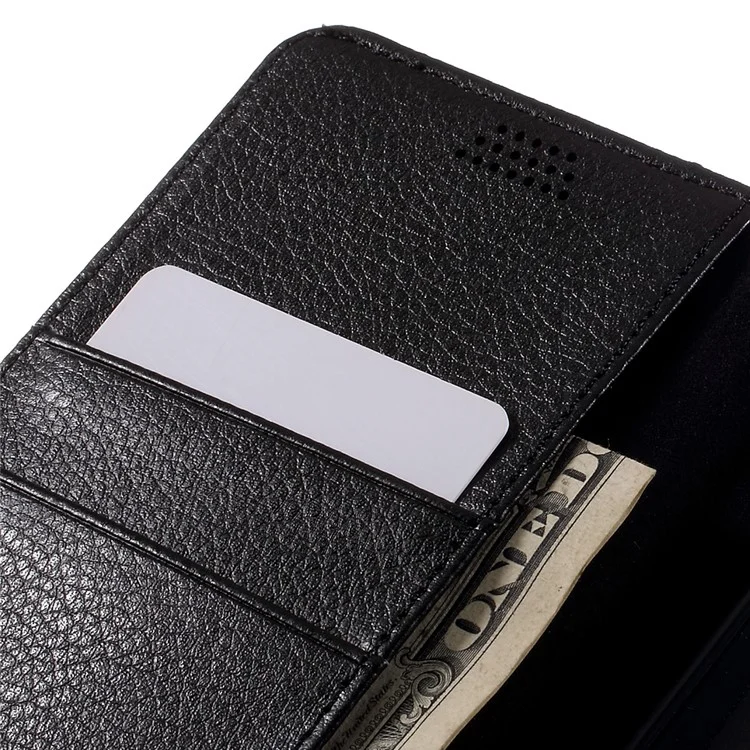Litchi Texture Wallet Stand Leather Case for HTC 10 - Black