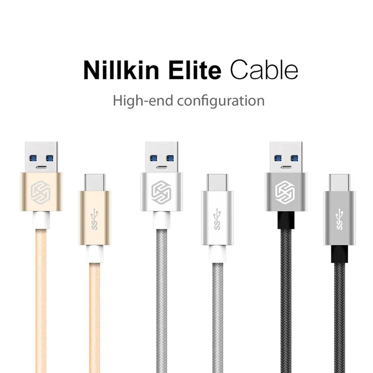NILLKIN Elite Type-C to USB 3.0 Braided Cable for LG G5/Xiaomi Mi 5/HTC 10 - Silver Color