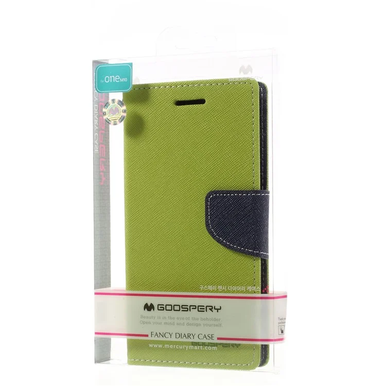 MERCURY GOOSPERY for HTC 10/10 Lifestyle Folio PU Leather Wallet Case - Green