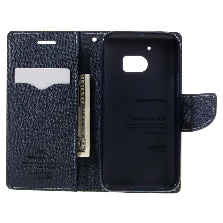 MERCURY GOOSPERY for HTC 10/10 Lifestyle Folio PU Leather Wallet Case - Green