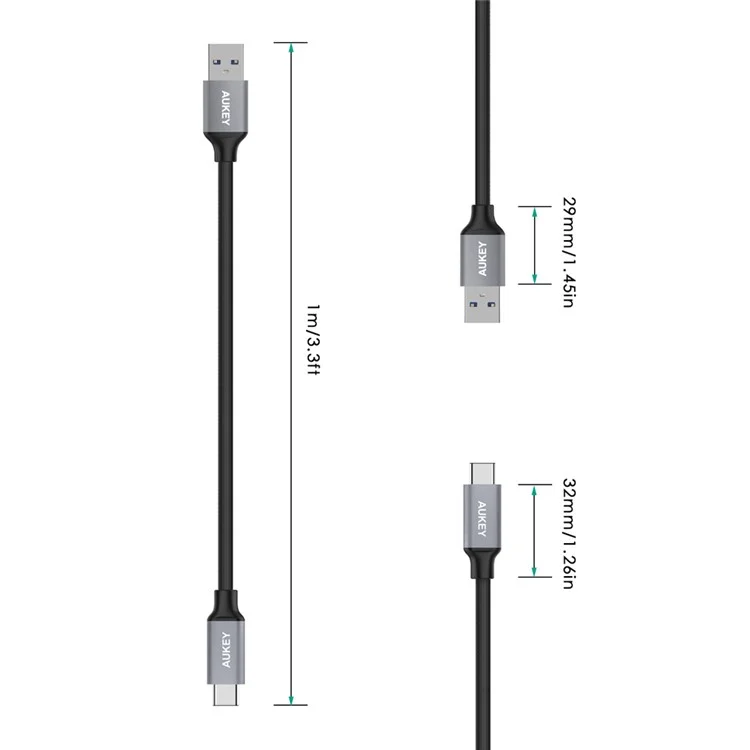 AUKEY CB-CD2 USB 3.0 to Type C Sync Charge Cable for Samsung Galaxy Note7/LG G5 Etc