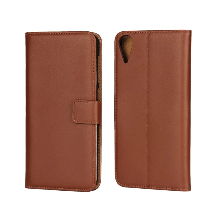 Genuine Split Leather Card Holder Case for HTC Desire 825 - Brown