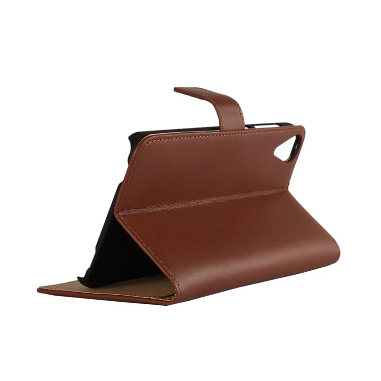 Genuine Split Leather Card Holder Case for HTC Desire 825 - Brown
