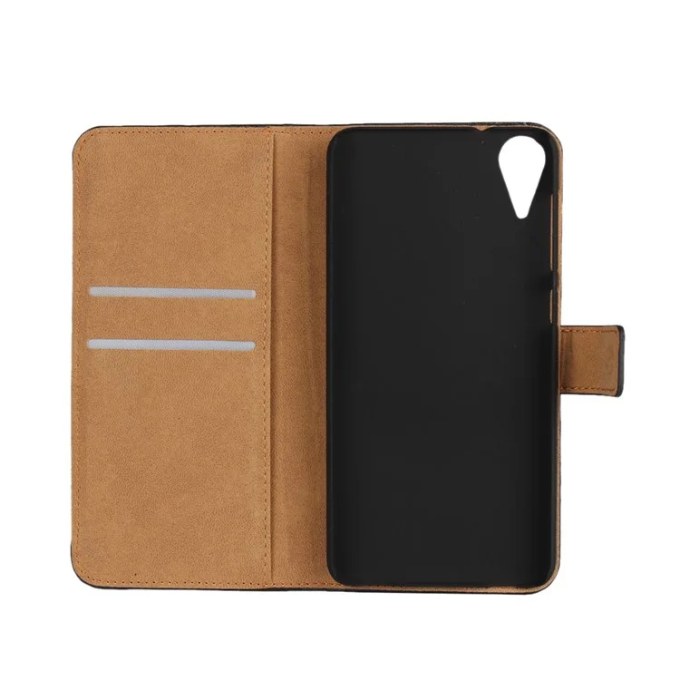 Genuine Split Leather Card Holder Case for HTC Desire 825 - Brown