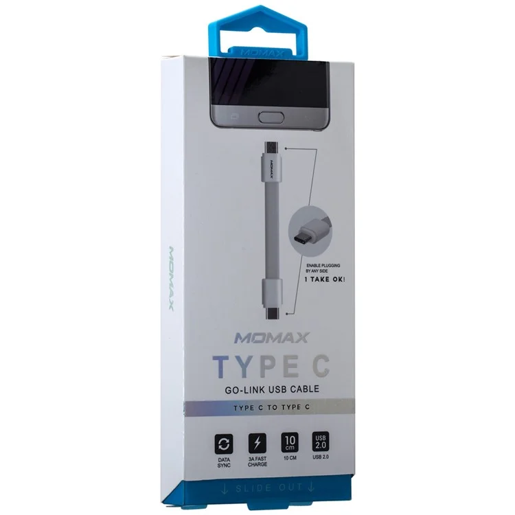 MOMAX Go Link Type-C to Type-C Sync Charging Flat Cable 10cm - White