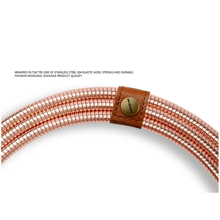 WUW Metal Coated Micro USB Data Sync Charging Cord for Samsung HTC LG - Rose Gold Color