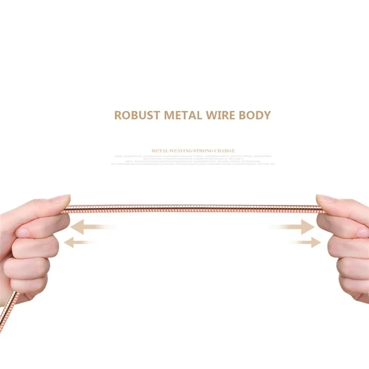 WUW Metal Coated Micro USB Data Sync Charging Cord for Samsung HTC LG - Rose Gold Color