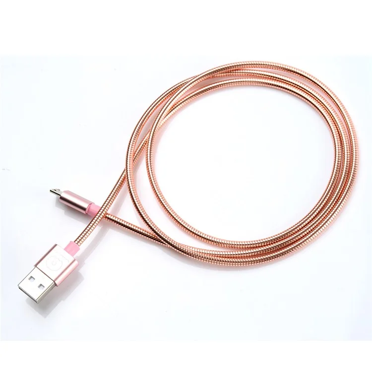 WUW Metal Coated Micro USB Data Sync Charging Cord for Samsung HTC LG - Rose Gold Color