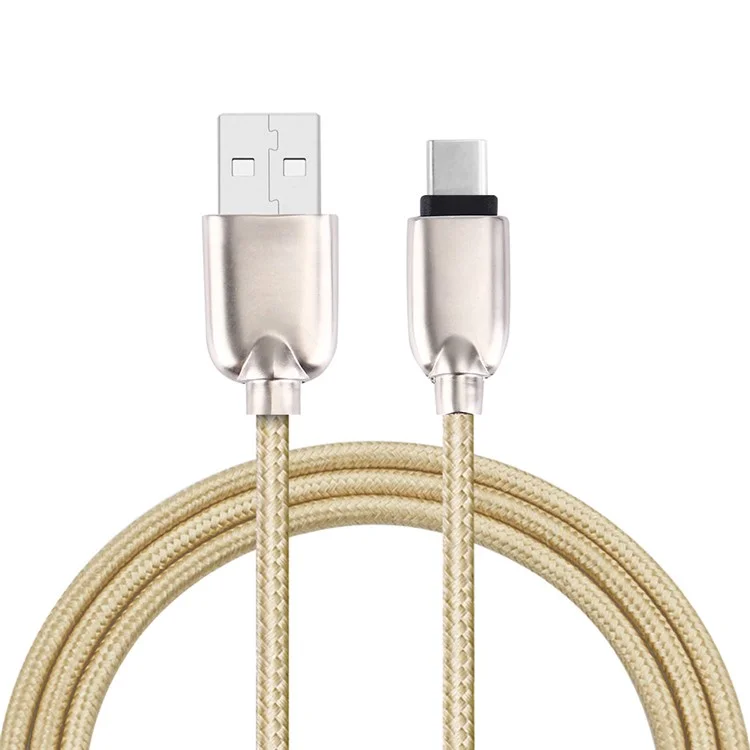 Alea de Alia de Zinc Tipo-c USB Sync Syncing Cable Trenzado 1m Para HTC 10/LG G5 - Color Dorado