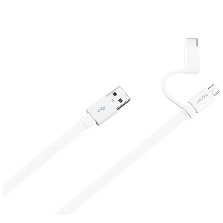 HUAWEI Honor Micro USB + Type-C Sync Charging Data Flat Cable 1.5m for Xiaomi Mi Note 2/HTC 10 - White