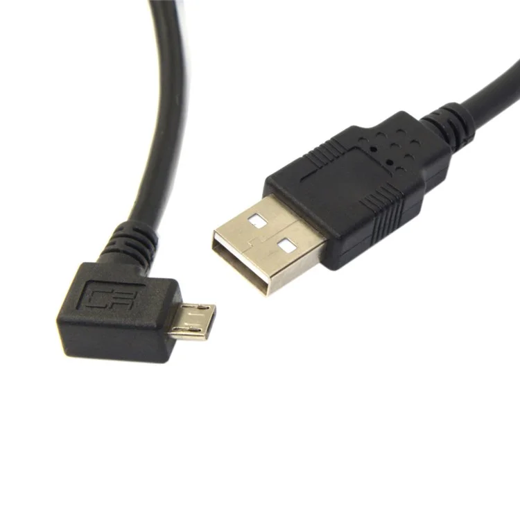5m 90-degree Left Angle Micro USB Male to USB 2.0 Data Charge Cable - Black