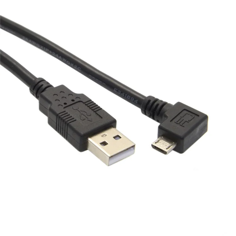5m 90-degree Right Angle Micro USB Male to USB 2.0 Charge Sync Cable - Black