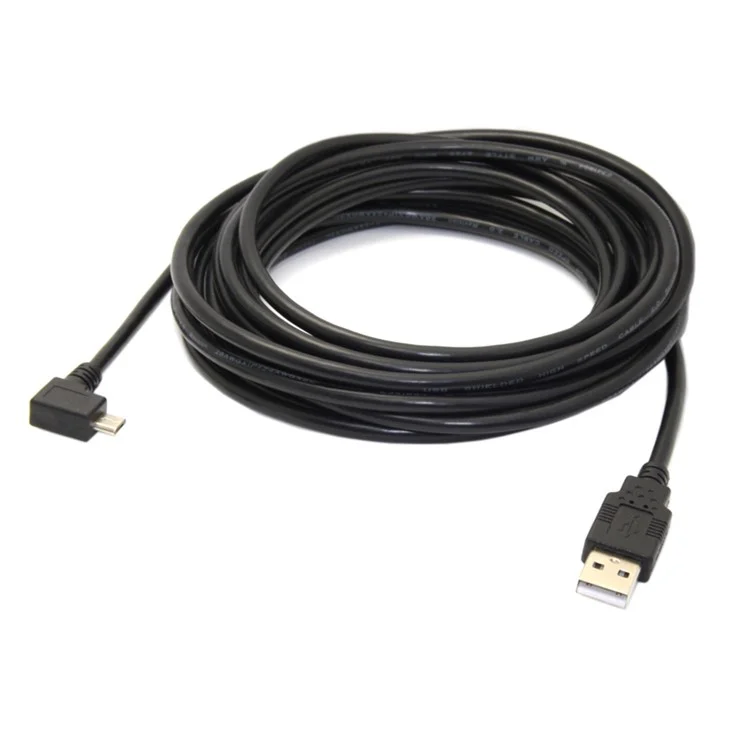 5m 90-degree Right Angle Micro USB Male to USB 2.0 Charge Sync Cable - Black