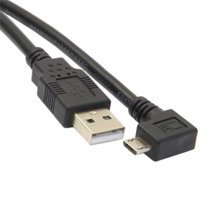 5m 90-degree Right Angle Micro USB Male to USB 2.0 Charge Sync Cable - Black
