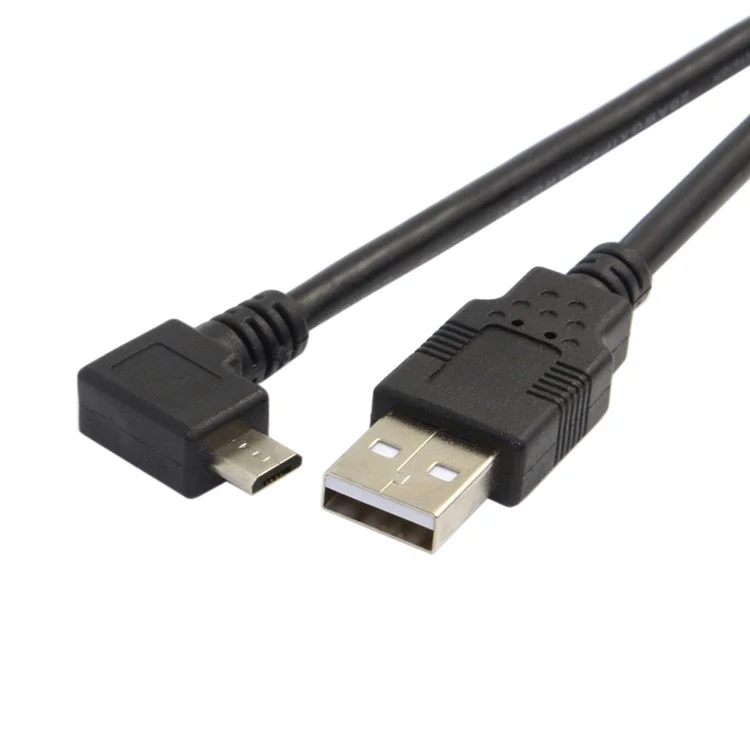 5m 90-degree Right Angle Micro USB Male to USB 2.0 Charge Sync Cable - Black