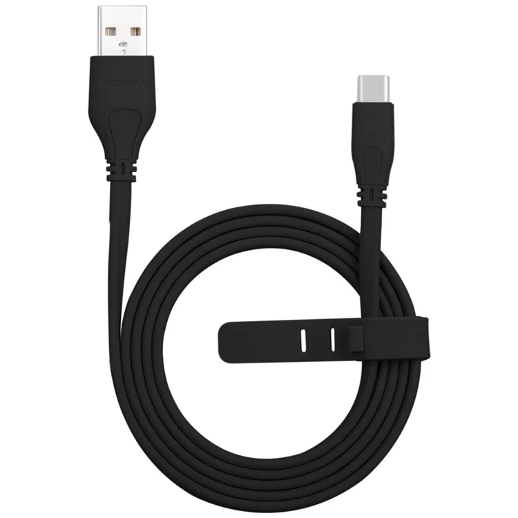 MOMAX 1M 3.0A Noodle Shape Type-C Data Sync Charging Cable for Samsung HTC LG - Black