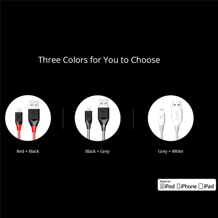 TRONSMART MFI Certified 1.2M Braided Lightning 8pin Data Sync Charging Cable for iPhone iPad - White
