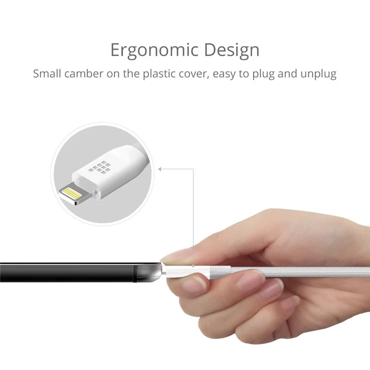 TRONSMART MFI Certified 1.2M Braided Lightning 8pin Data Sync Charging Cable for iPhone iPad - White
