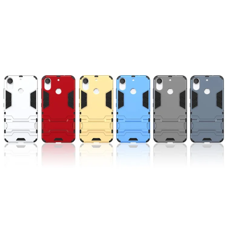 Solid PC + TPU Hybrid Case with Kickstand for HTC Desire 10 Pro - Silver
