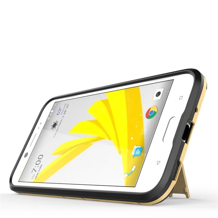 Solid PC + TPU Hybrid Case Shell with Kickstand for HTC 10 evo / Bolt - Gold