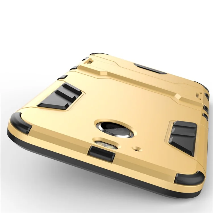Solid PC + TPU Hybrid Case Shell with Kickstand for HTC 10 evo / Bolt - Gold