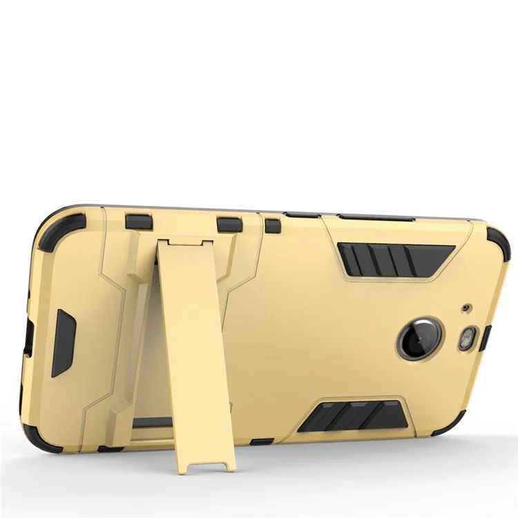 Solid PC + TPU Hybrid Case Shell with Kickstand for HTC 10 evo / Bolt - Gold
