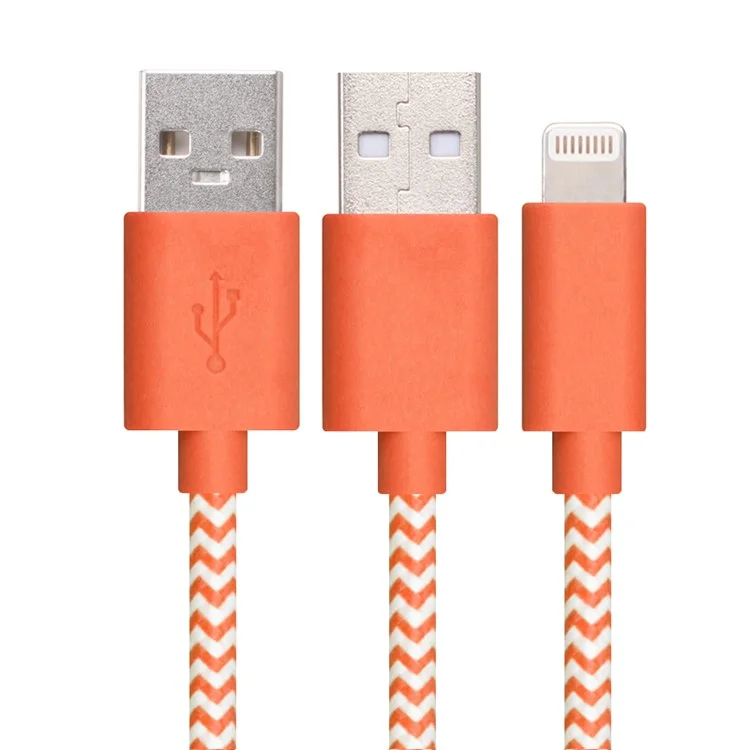 YELLOWKNIFE MFi Certified 1M Woven Lightning 8pin USB Data Sync Charge Cable for iPhone iPad - Orange