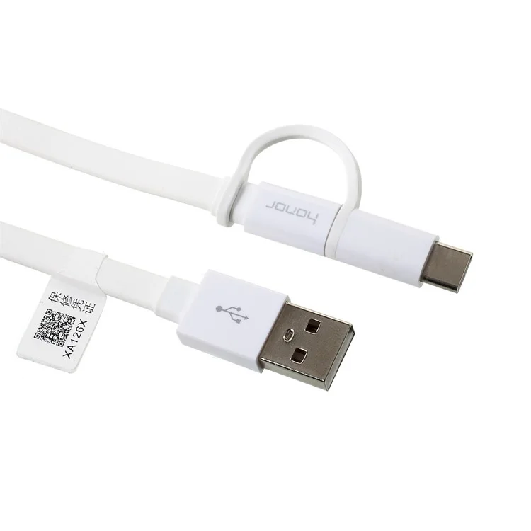 OEM HUAWEI Honor 1.5m 2-In-1 Data Charge Flat Cable Type C + Micro USB for Huawei Mate 8/P9 Lite/P8 Etc