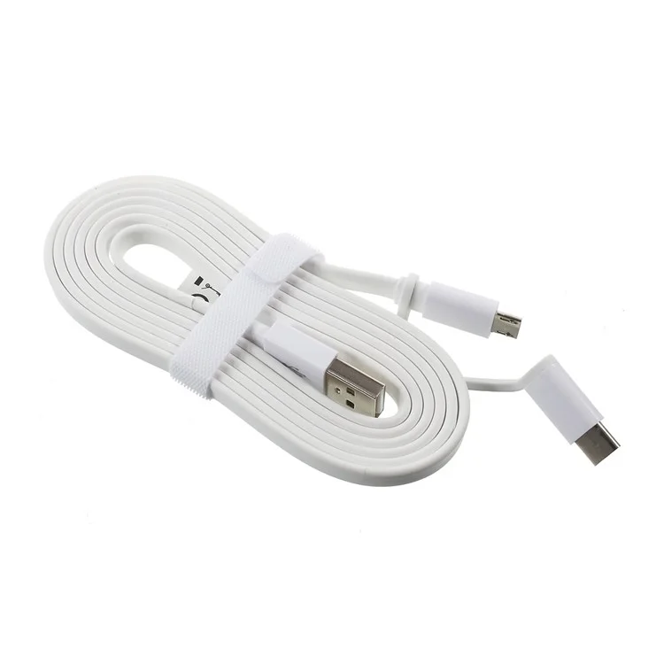 OEM HUAWEI Honor 1.5m 2-In-1 Data Charge Flat Cable Type C + Micro USB for Huawei Mate 8/P9 Lite/P8 Etc