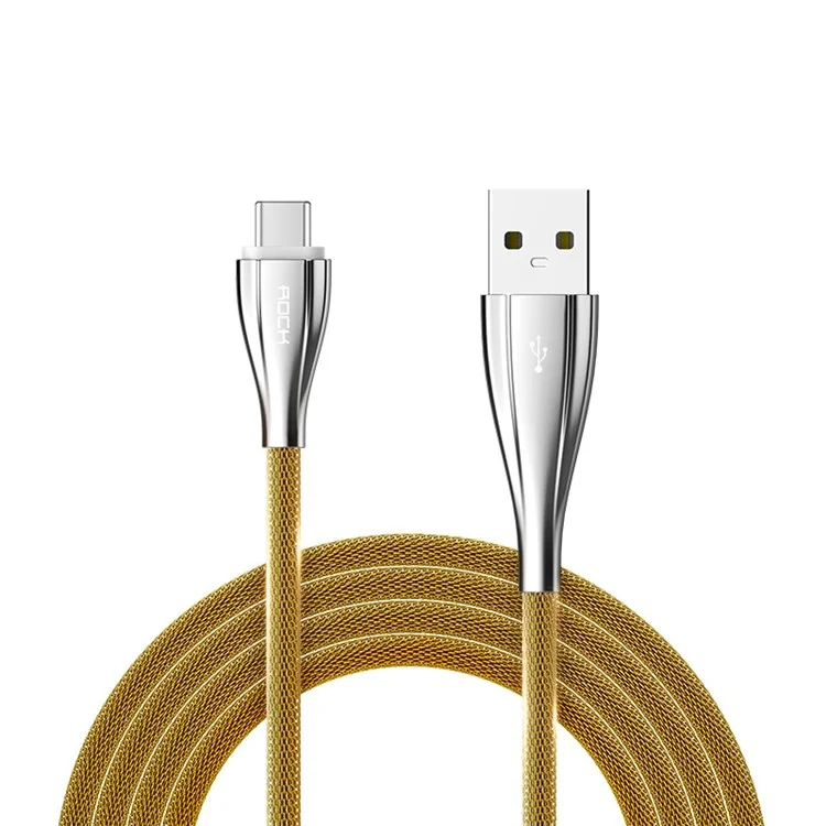 ROCK 100cm Metal Type-C Data Charge Cable for Huawei P9/Galaxy C9 Pro etc - Gold
