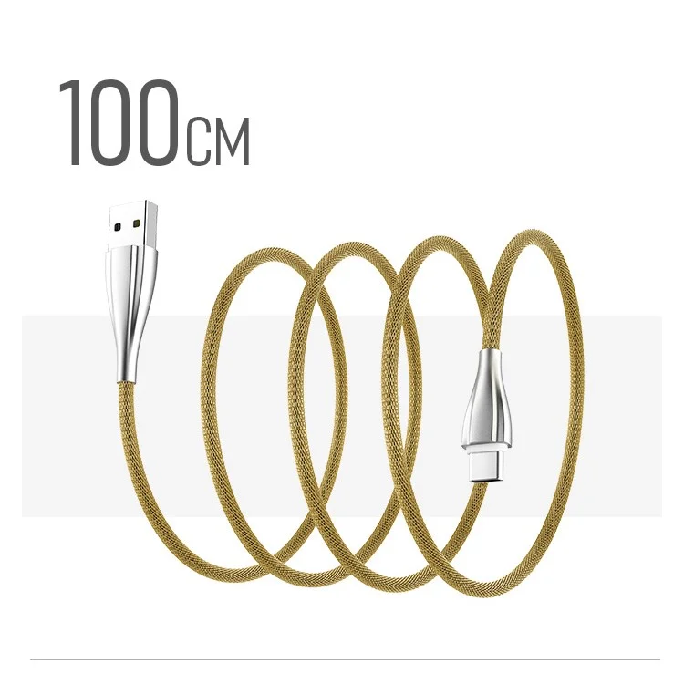ROCK 100cm Metal Type-C Data Charge Cable for Huawei P9/Galaxy C9 Pro etc - Gold