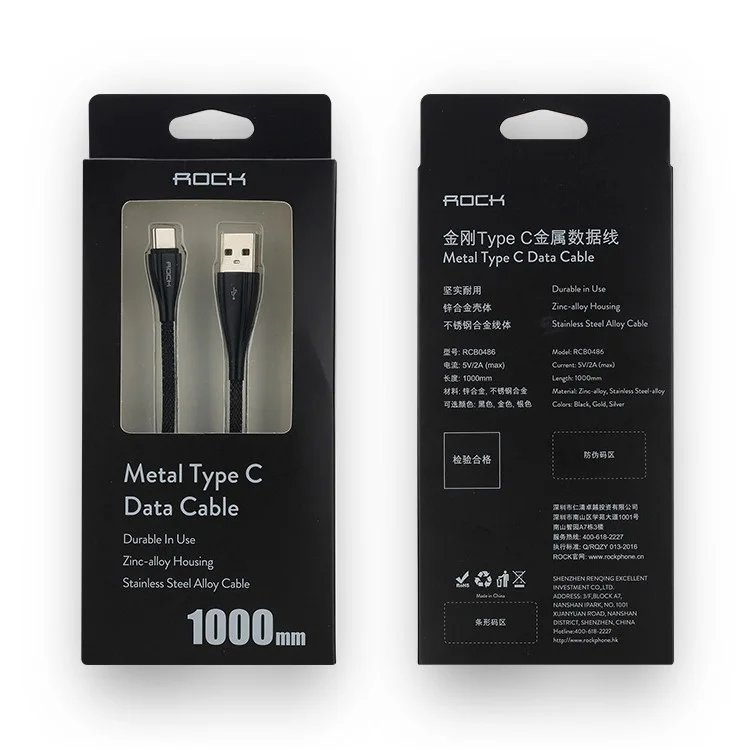 ROCK 100cm Metal Type-C Data Charge Cable for Huawei P9/Galaxy C9 Pro etc - Gold