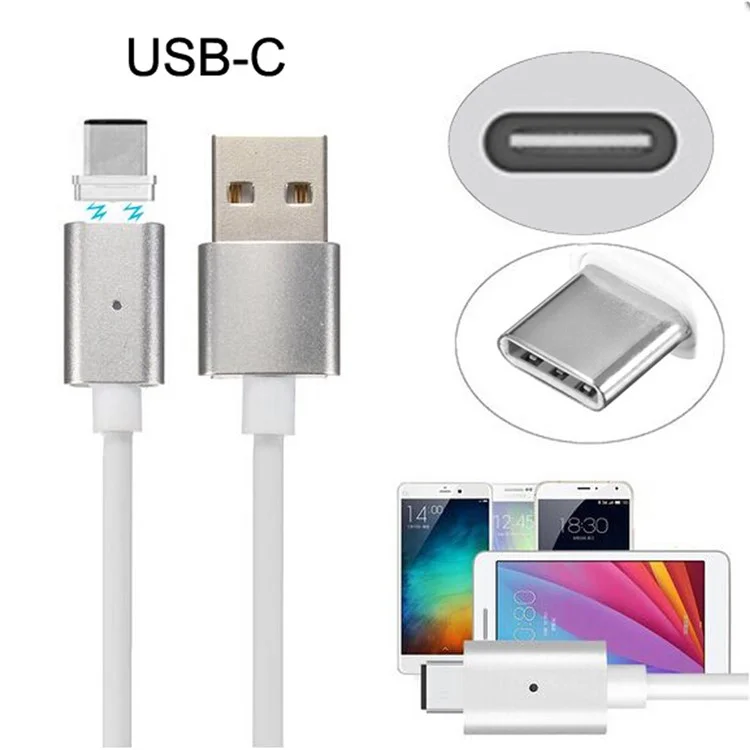 Magnetic USB Type-C Charging Cable for Cell Phones & Tablets etc - White