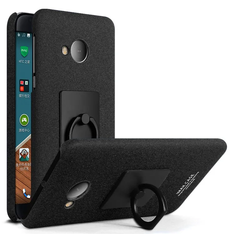 IMAK Kickstand Ring Holder Matte Hard PC Phone Case with Screen Protector for HTC U Play - Black