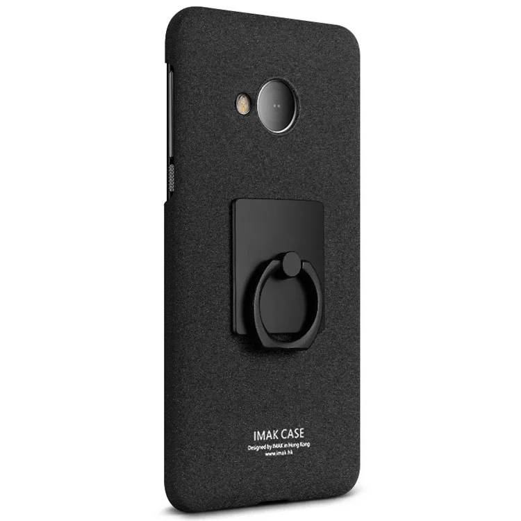 IMAK Kickstand Ring Holder Matte Hard PC Phone Case with Screen Protector for HTC U Play - Black