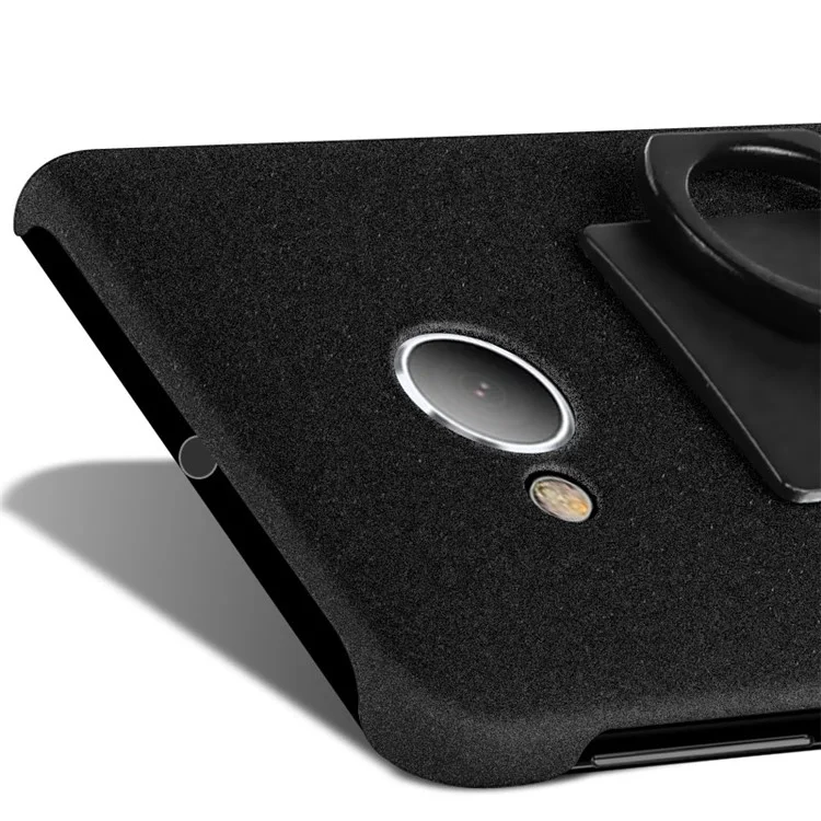 IMAK Kickstand Ring Holder Matte Hard PC Phone Case with Screen Protector for HTC U Play - Black