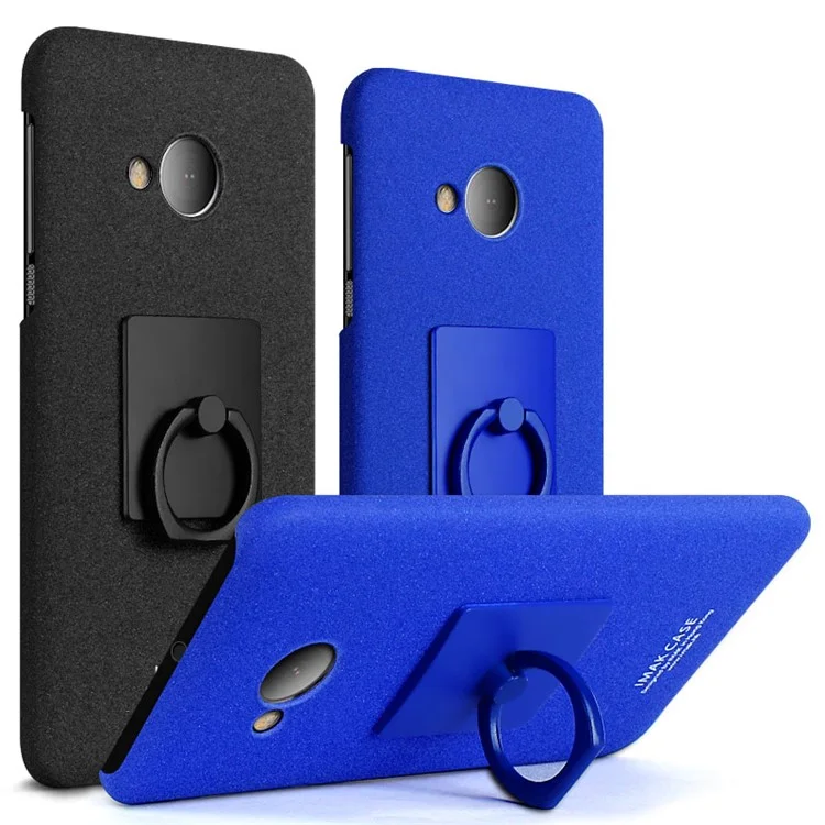 IMAK Kickstand Ring Holder Matte Hard PC Phone Case with Screen Protector for HTC U Play - Black