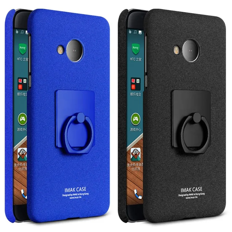 IMAK Kickstand Ring Holder Matte Hard PC Phone Case with Screen Protector for HTC U Play - Black