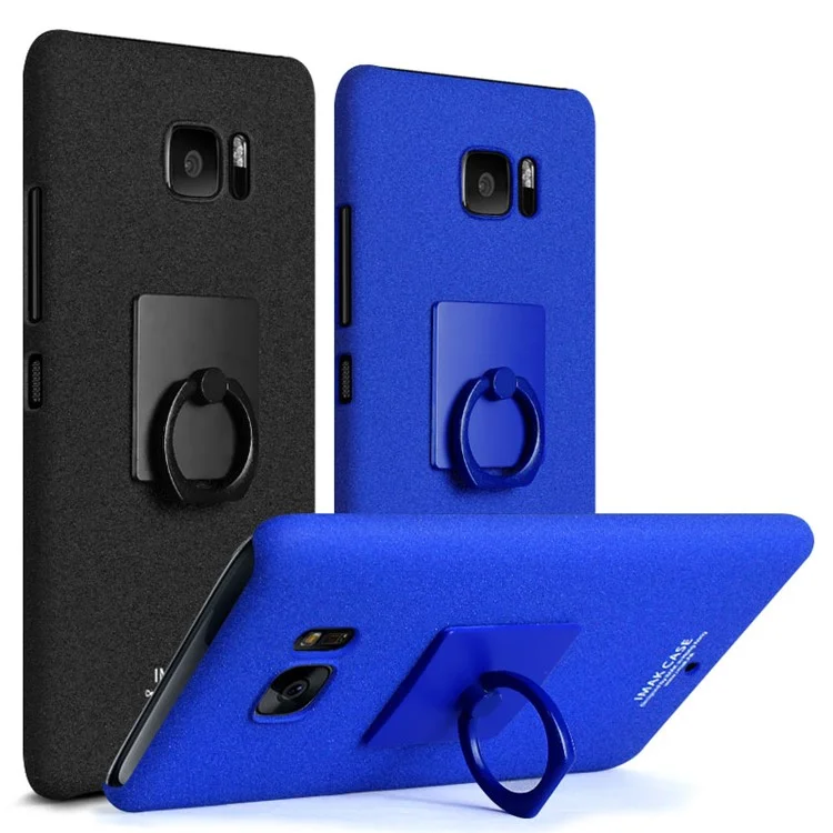 IMAK Finger Ring Holder Matte PC Case + Screen Protector for HTC U Ultra Ocean Note - Black