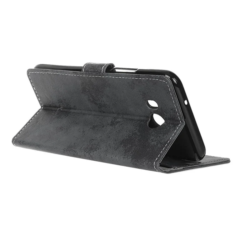 For HTC U11 Retro Style Wallet Stand Leather Cover - Grey