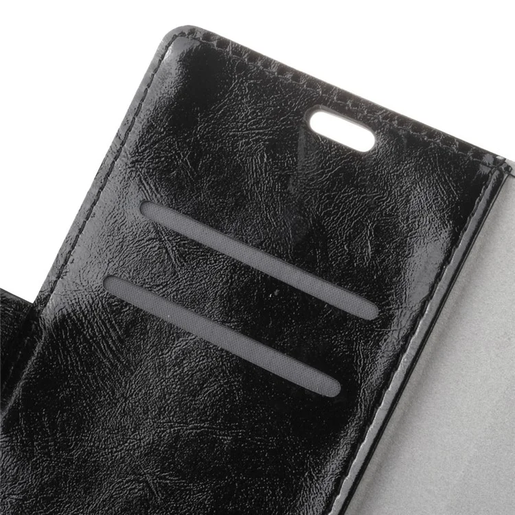 Crazy Horse PU Leather Wallet Cover for HTC U11 - Black