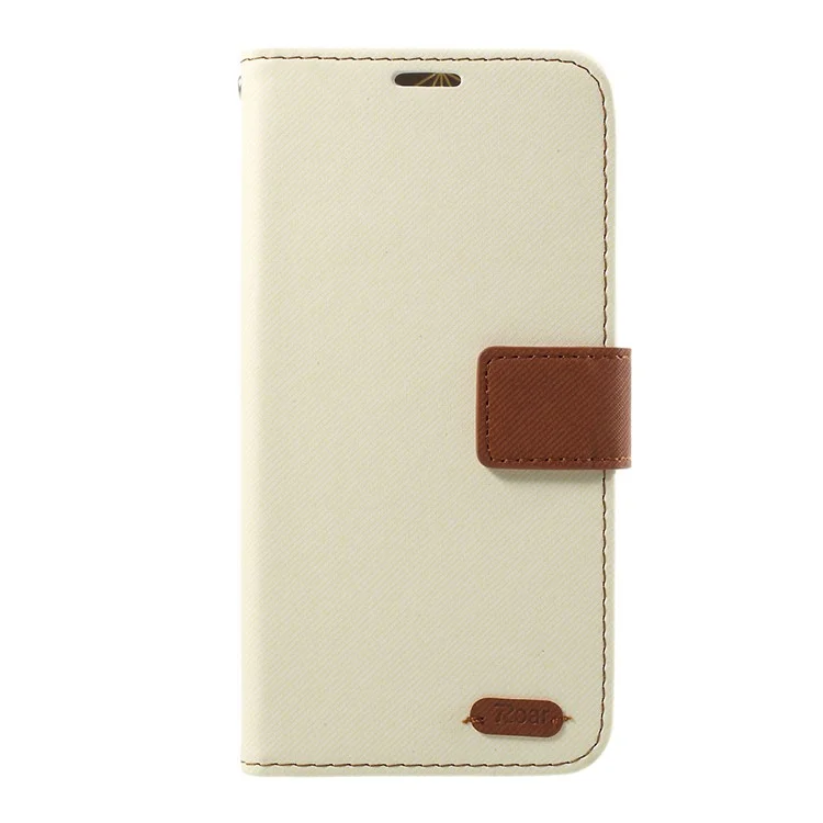 ROAR KOREA Twill Texture Leather Card Slots Stand Phone Cover for HTC U11 - White