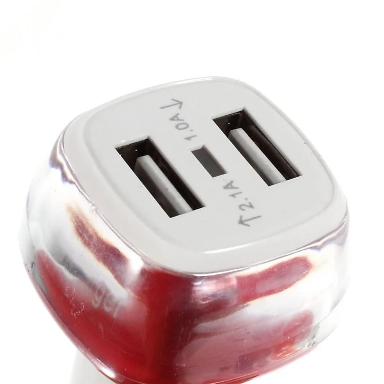 ES-01 2.1A/1A Two USB Car Charger for iPhone iPad Samsung HTC Sony LG Etc - Red