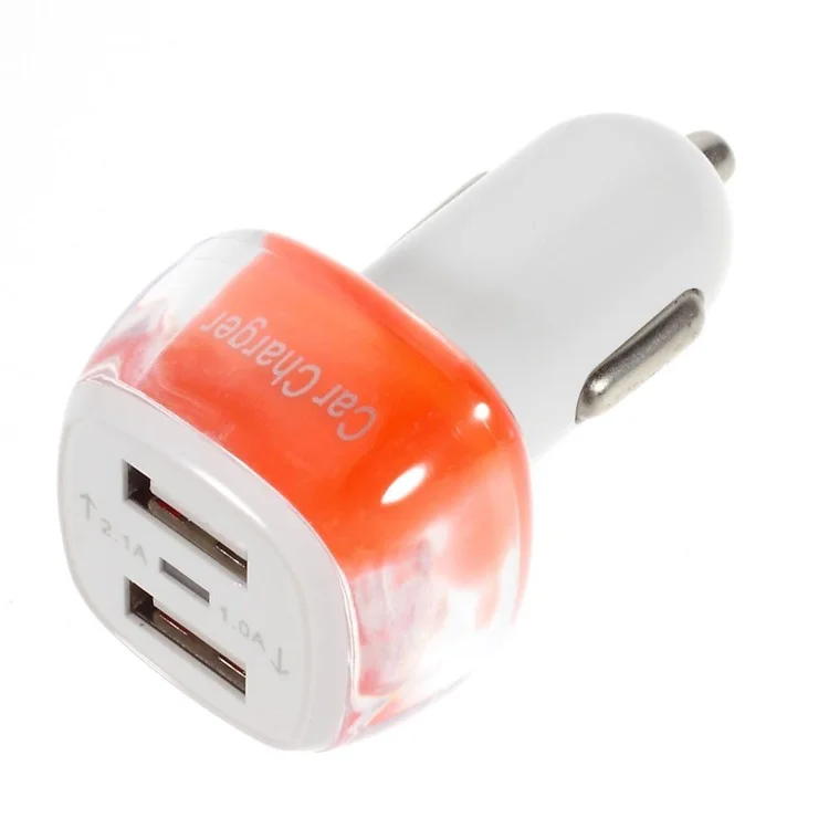 ES-01 2.1A/1A Two USB Car Charger for iPhone iPad Samsung HTC Sony LG Etc - Orange