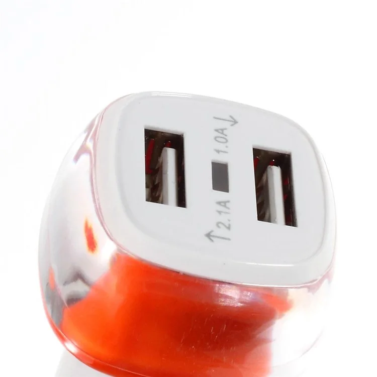 ES-01 2.1A/1A Two USB Car Charger for iPhone iPad Samsung HTC Sony LG Etc - Orange