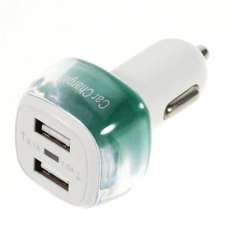 ES-01 2.1A/1A Two USB Car Charger for iPhone iPad Samsung HTC Sony LG Etc - Green