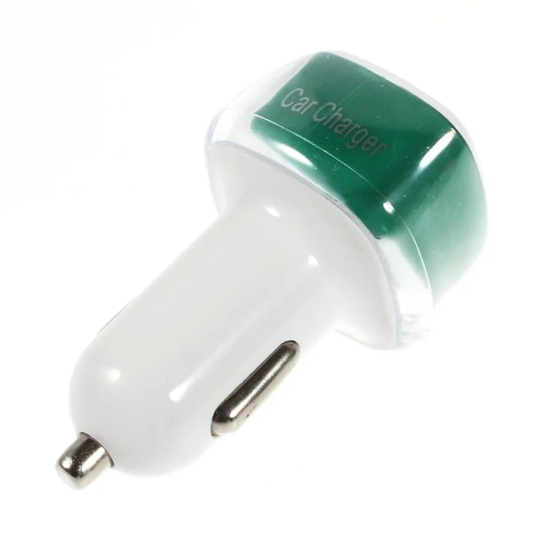 ES-01 2.1A/1A Two USB Car Charger for iPhone iPad Samsung HTC Sony LG Etc - Green