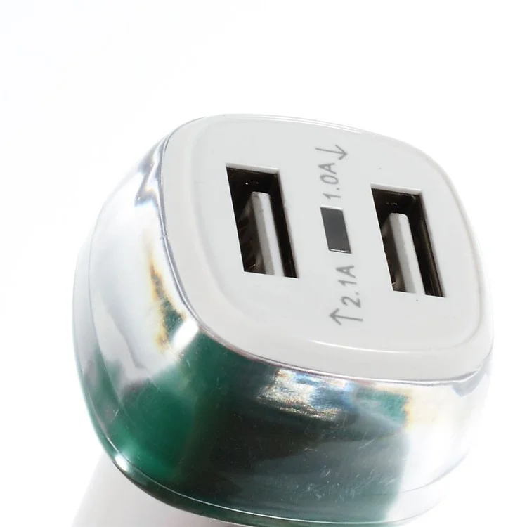 ES-01 2.1A/1A Two USB Car Charger for iPhone iPad Samsung HTC Sony LG Etc - Green